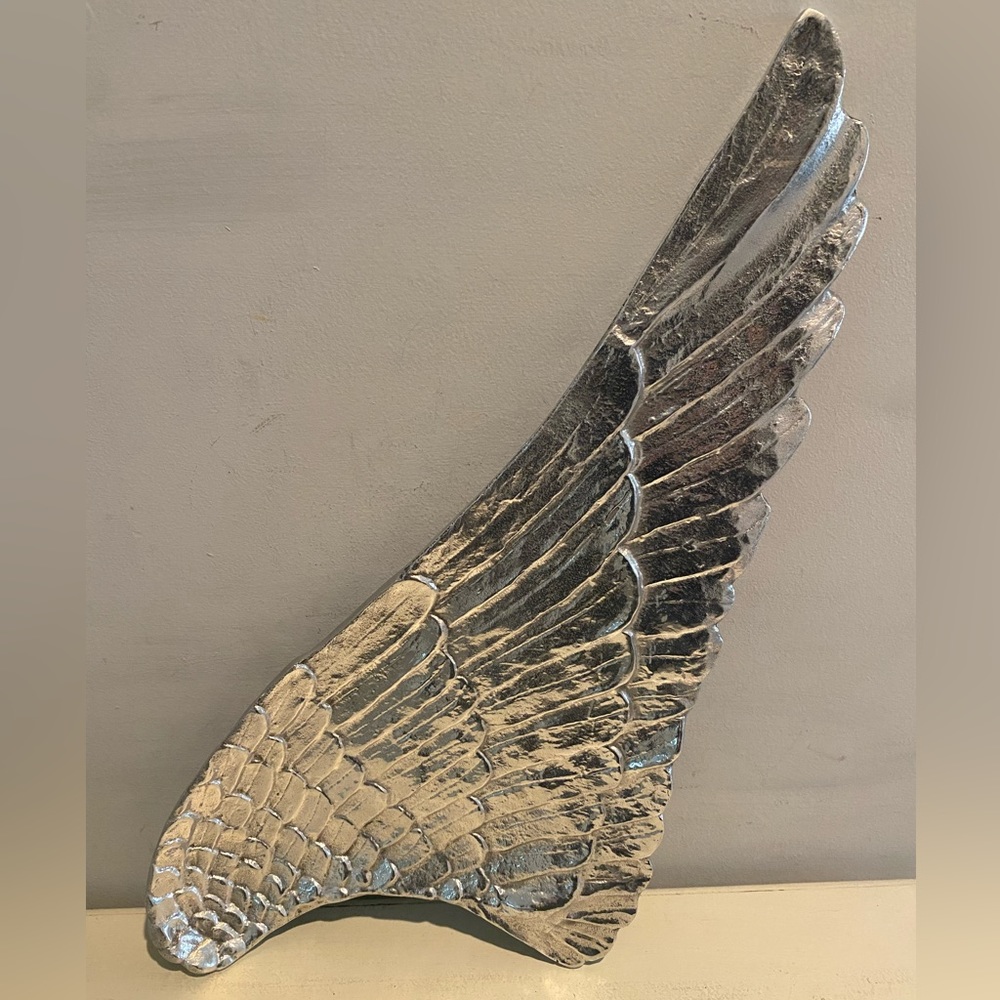 LARGE ALUMINUM ANGEL WING TRAY OR WALL DECORATION 21x9.5”